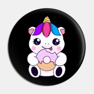 Kawaii Unicorn eating Donut Pin