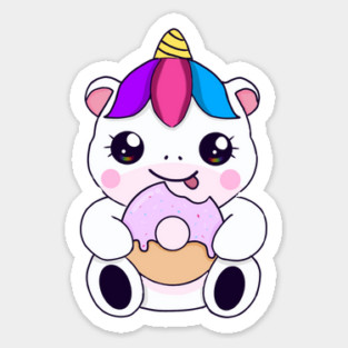 Kawaii Unicorn eating Donut Sticker