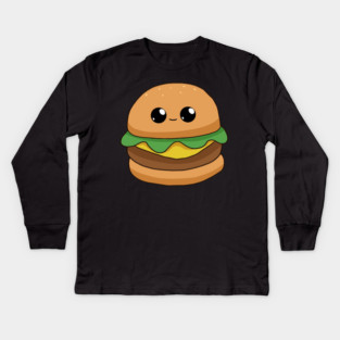 Cute Cheese Burger Kawaii Style Kids Long Sleeve T-Shirt