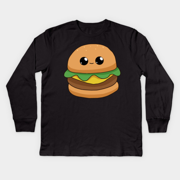 Cute Cheese Burger Kawaii Style Kids Long Sleeve T-Shirt by logiamerch
