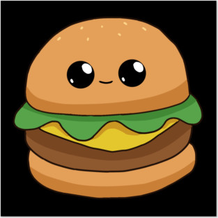 Cute Cheese Burger Kawaii Style Posters and Art