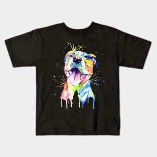 Pitbull Watercolor Painting T-shirt Kids T-Shirt