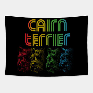 Cool Retro Groovy Cairn Terrier Dog Tapestry