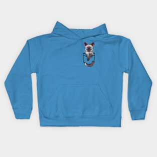 Pocket Cute Siamese Cat Kids Hoodie