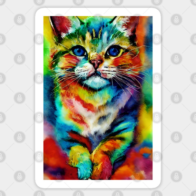colorful abstract cute cat Sticker by Prinyos