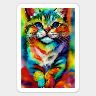 colorful abstract cute cat Magnet