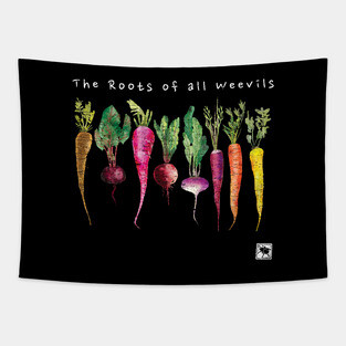 The Roots of all Weevils - Funny Vintage Garden Vegetable Tapestry