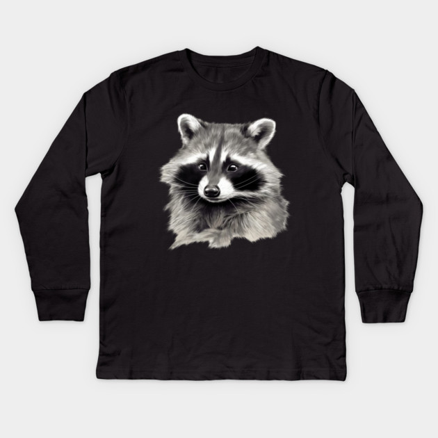 Cute Raccoon, Love Raccoons Kids Long Sleeve T-Shirt by logiamerch