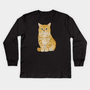 Cute Ginger Tiger Cat, Love Cats Kids Long Sleeve T-Shirt
