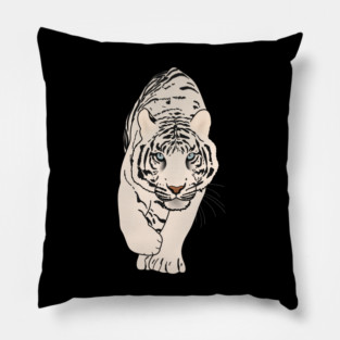 White Tiger Stalking, Love Tigers Pillow