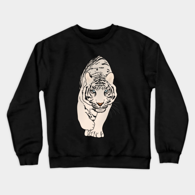 White Tiger Stalking, Love Tigers Crewneck Sweatshirt by logiamerch