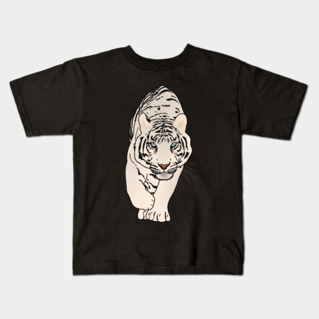 White Tiger Stalking, Love Tigers Kids T-Shirt by logiamerch