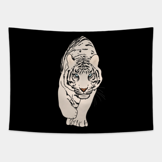 White Tiger Stalking, Love Tigers Tapestry by logiamerch