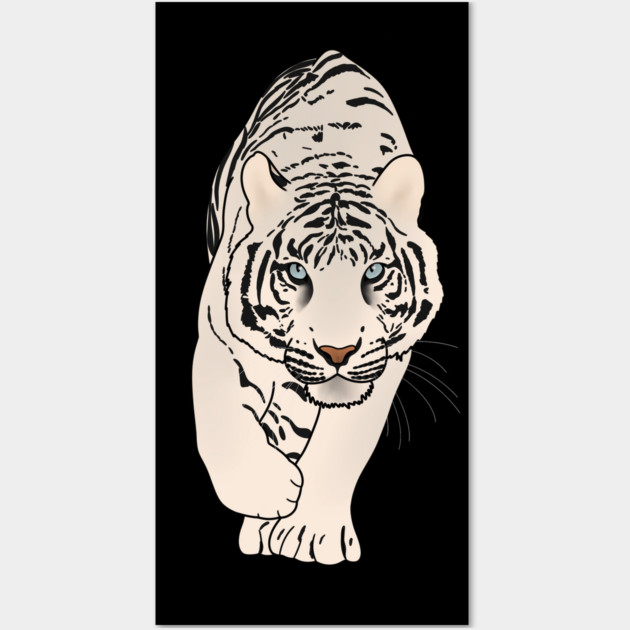 White Tiger Stalking, Love Tigers Wall Art by logiamerch