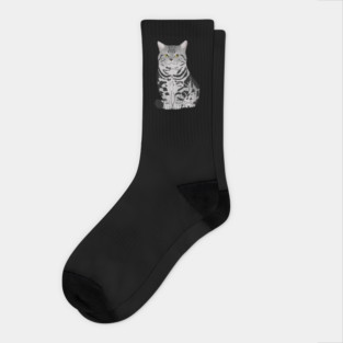 Cute Grey Tiger Cat, Love Cats Socks