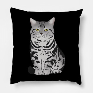 Cute Grey Tiger Cat, Love Cats Pillow
