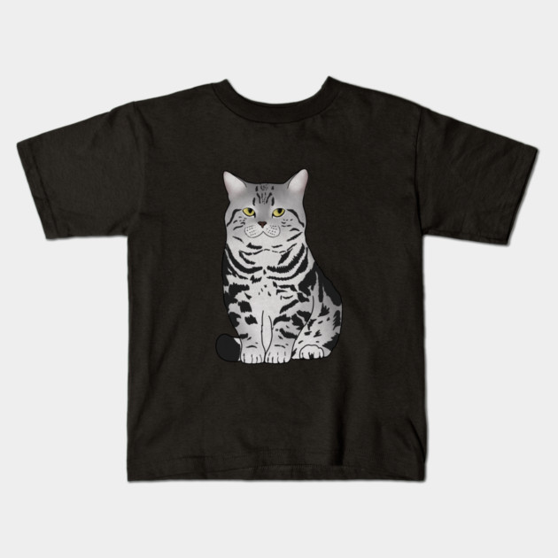 Cute Grey Tiger Cat, Love Cats Kids T-Shirt by logiamerch