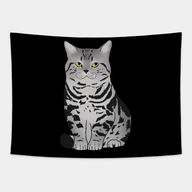 Cute Grey Tiger Cat, Love Cats Tapestry by logiamerch