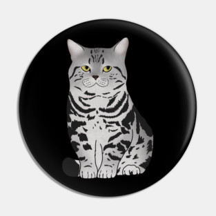Cute Grey Tiger Cat, Love Cats Pin