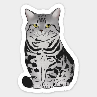 Cute Grey Tiger Cat, Love Cats Sticker