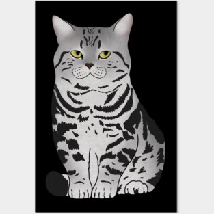 Cute Grey Tiger Cat, Love Cats Posters and Art