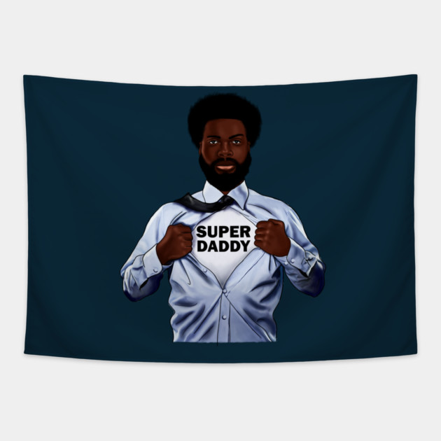 Afro Super Daddy, African Dad Tapestry by logiamerch