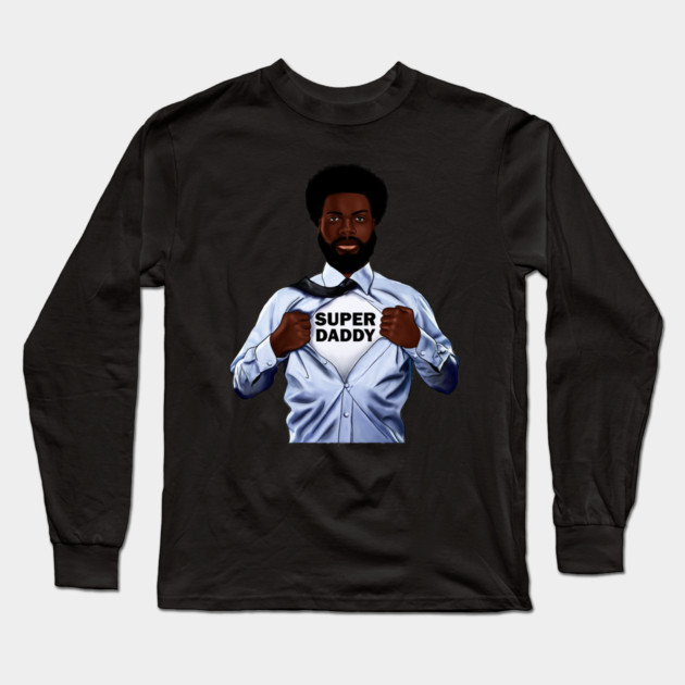 Afro Super Daddy, African Dad Long Sleeve T-Shirt by logiamerch