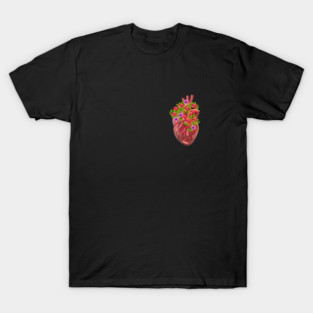 Human Heart Surrounded by Flowers T-Shirt
