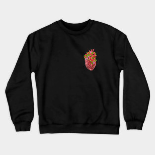 Human Heart Surrounded by Flowers Crewneck Sweatshirt