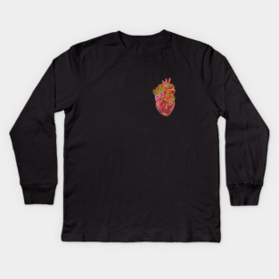 Human Heart Surrounded by Flowers Kids Long Sleeve T-Shirt