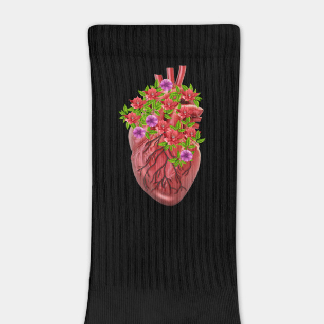 Human Heart Surrounded by Flowers by logiamerch