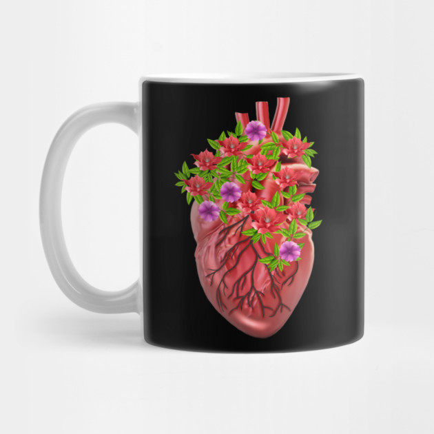 Human Heart Surrounded by Flowers by logiamerch
