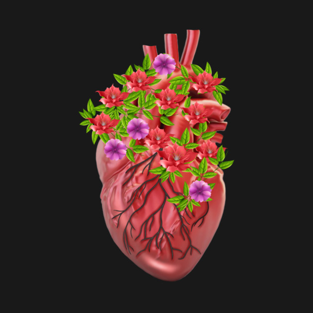 Human Heart Surrounded by Flowers by logiamerch