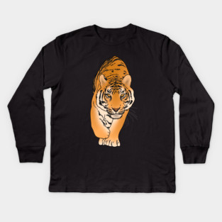 Tiger Stalking, Big Cat, Love Tigers Kids Long Sleeve T-Shirt