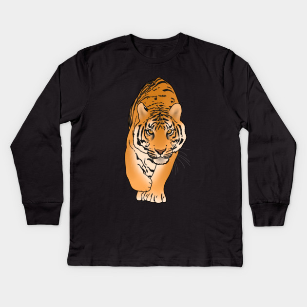 Tiger Stalking, Big Cat, Love Tigers Kids Long Sleeve T-Shirt by logiamerch