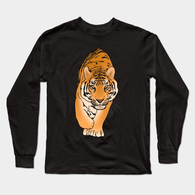 Tiger Stalking, Big Cat, Love Tigers Long Sleeve T-Shirt by logiamerch