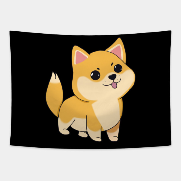Kawaii Shiba Inu Dog, Love Shiba Inus Tapestry by logiamerch