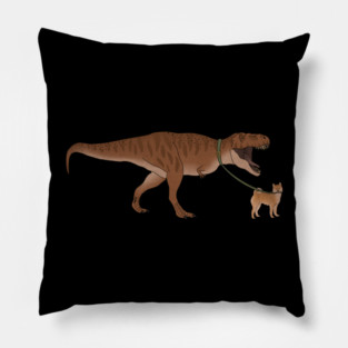 Funny Shiba Inu Dog walking T Rex Dinosaur Pillow