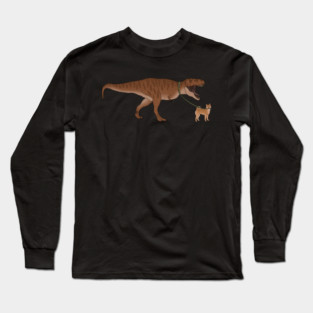 Funny Shiba Inu Dog walking T Rex Dinosaur Long Sleeve T-Shirt