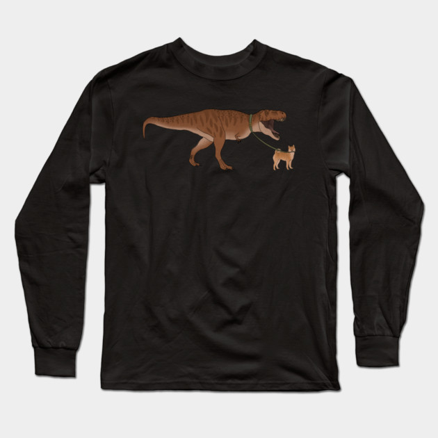 Funny Shiba Inu Dog walking T Rex Dinosaur Long Sleeve T-Shirt by logiamerch