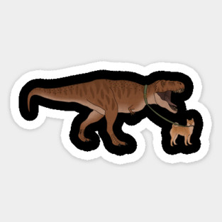 Funny Shiba Inu Dog walking T Rex Dinosaur Magnet