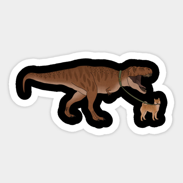 Funny Shiba Inu Dog walking T Rex Dinosaur Magnet by logiamerch