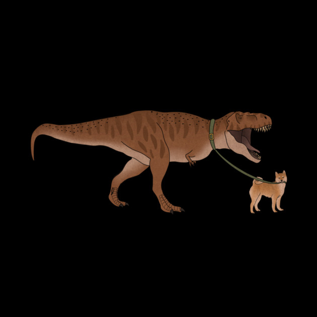 Funny Shiba Inu Dog walking T Rex Dinosaur by logiamerch