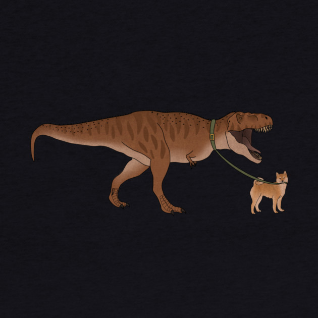 Funny Shiba Inu Dog walking T Rex Dinosaur by logiamerch