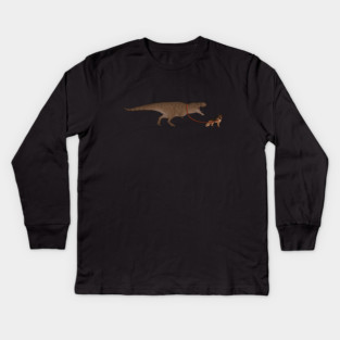 Funny German Shepherd walking T Rex Dinosaur Kids Long Sleeve T-Shirt