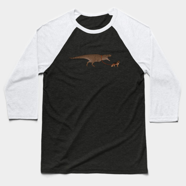 Funny German Shepherd walking T Rex Dinosaur Baseball T-Shirt by logiamerch