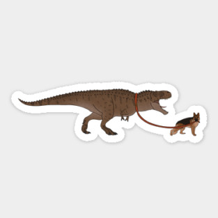 Funny German Shepherd walking T Rex Dinosaur Sticker