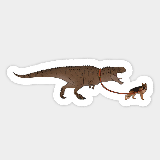 Funny German Shepherd walking T Rex Dinosaur Magnet by logiamerch