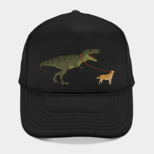 Funny Golden Retriever walking T Rex Dinosaur Hat