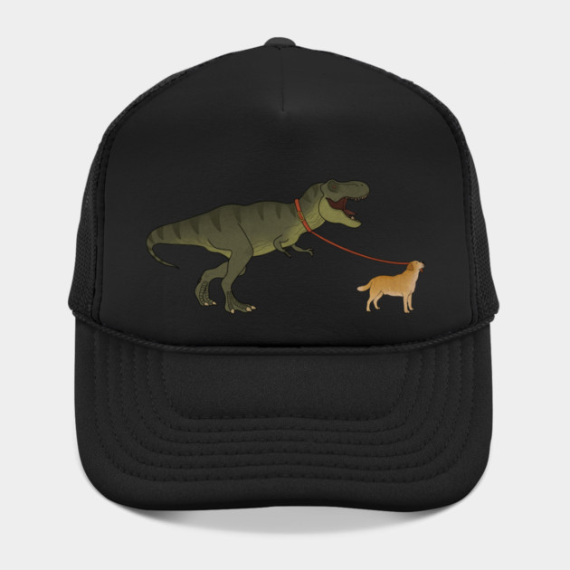 Funny Golden Retriever walking T Rex Dinosaur by logiamerch